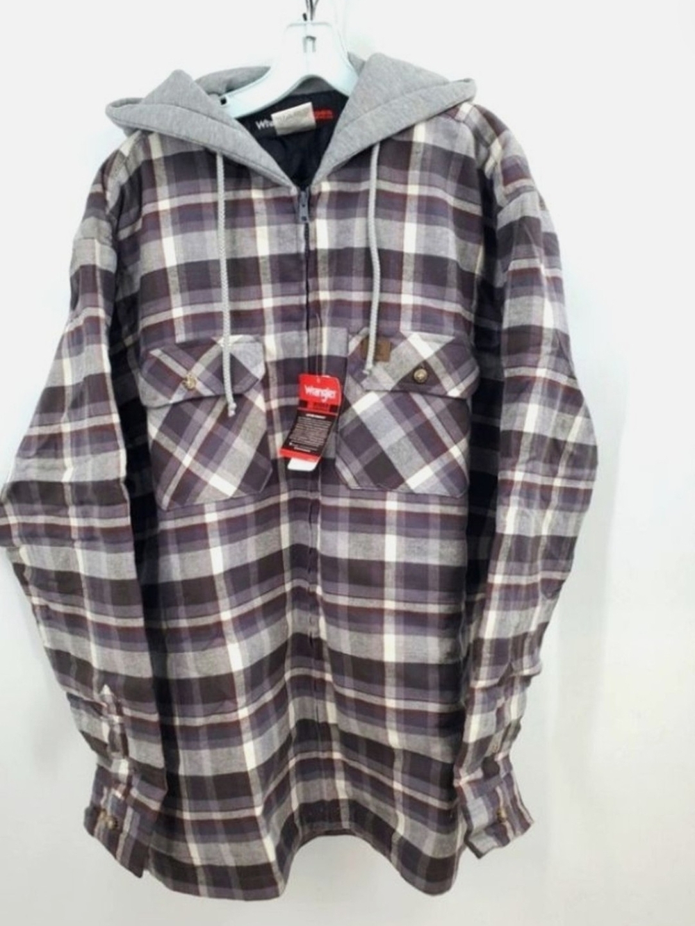 NEW Wrangler Riggs Workwear Hooded Hooded Flannel Plaid Work Jacket XL NWT